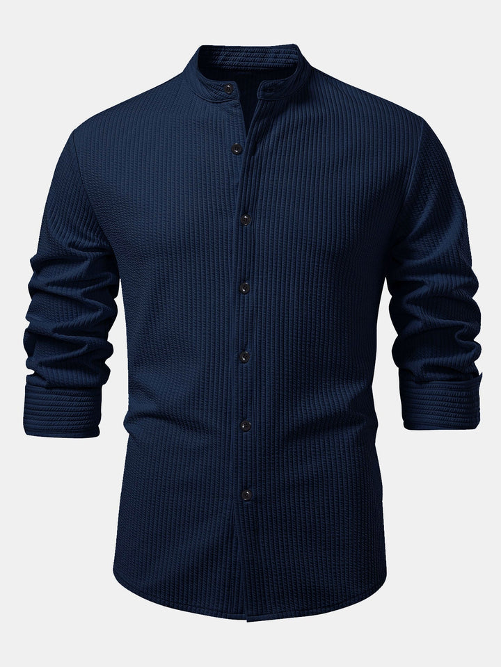 Ribbed High Neck Shirt, Muscle Fit, Long Sleeves