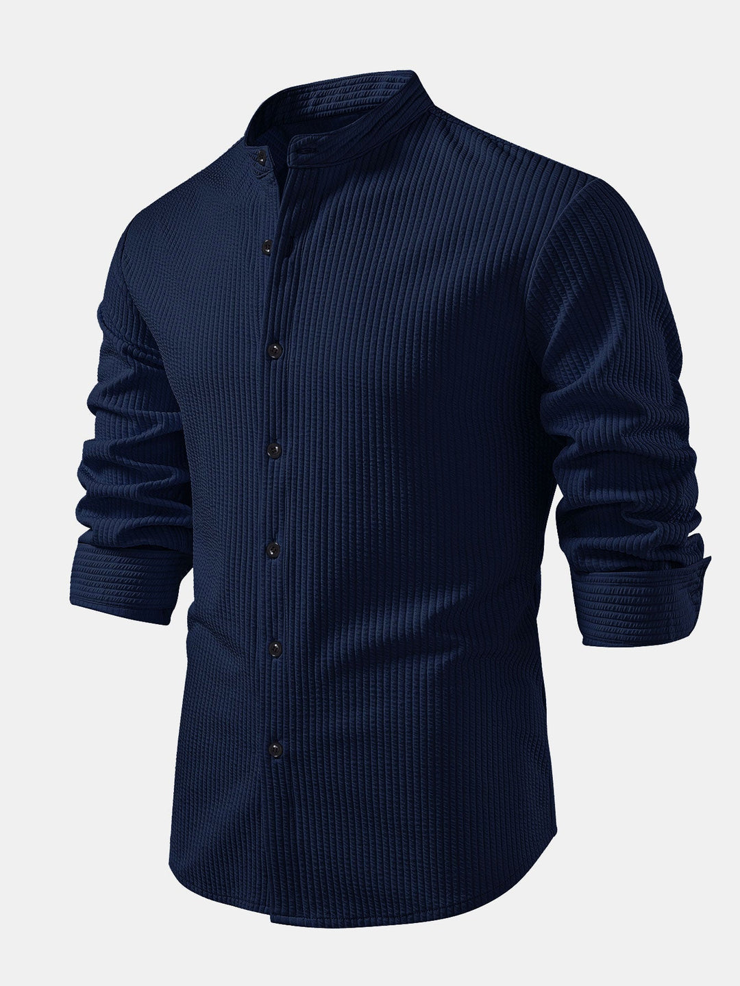 Ribbed High Neck Shirt, Muscle Fit, Long Sleeves