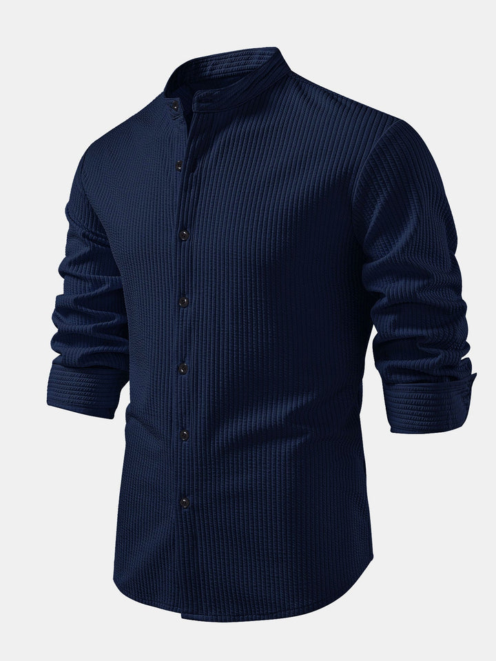 Ribbed High Neck Shirt, Muscle Fit, Long Sleeves