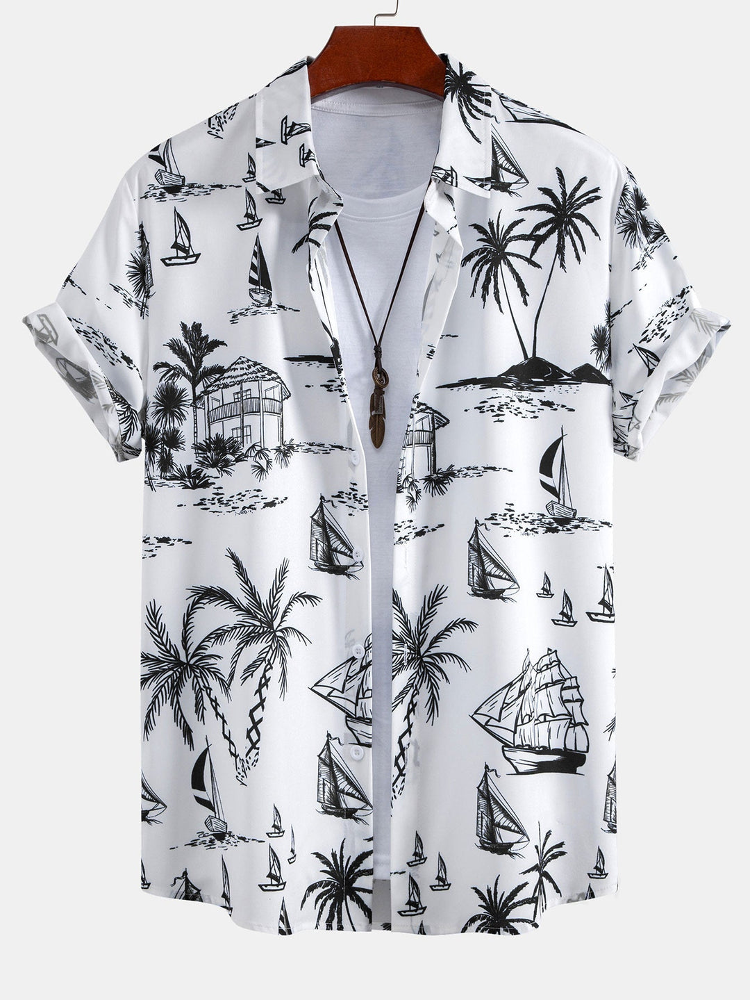 Island Sailing Print Button Up Shirts & Swim Shorts