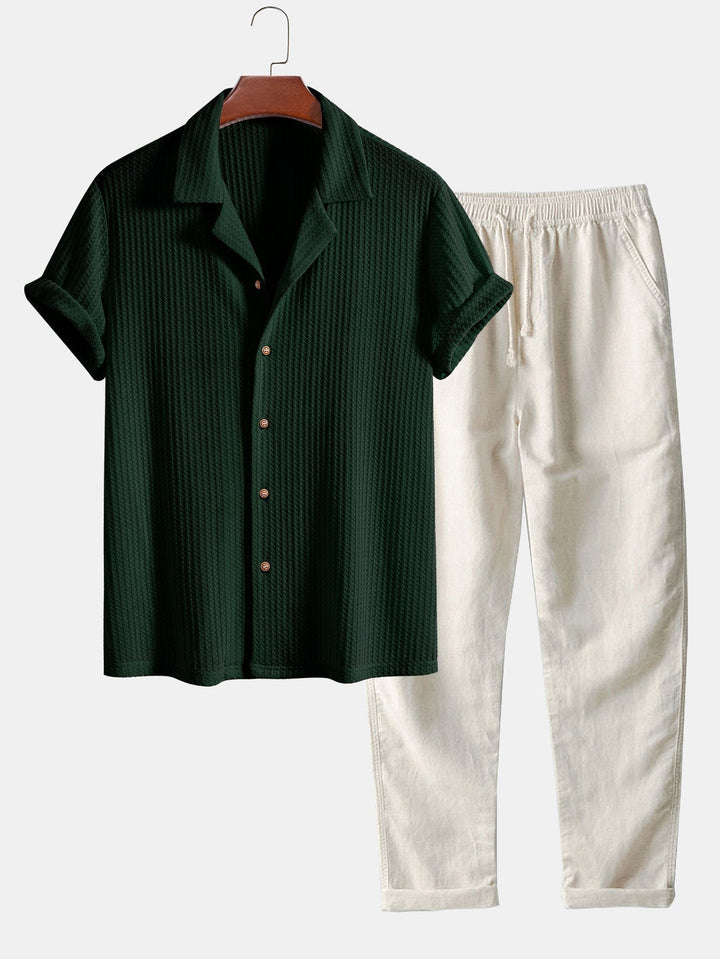 Short-Sleeve Cuban Shirt and Straight-Leg Linen Pants