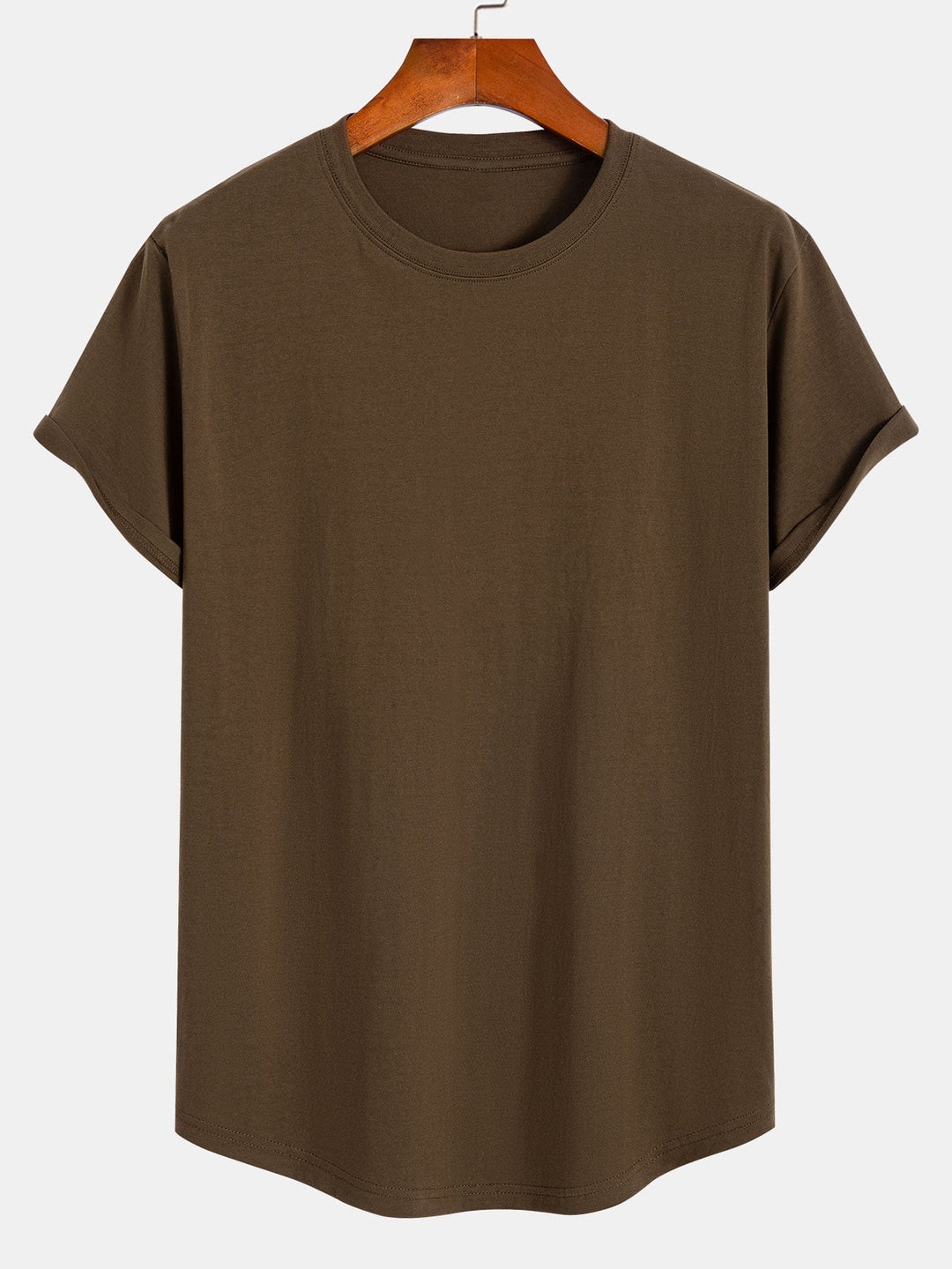 Basic Cotton T-shirt with Curved Hem