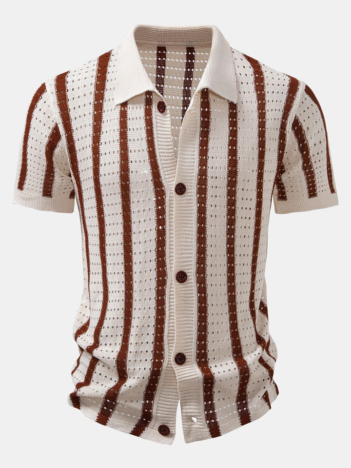 Striped Eyelet Knit Shirt