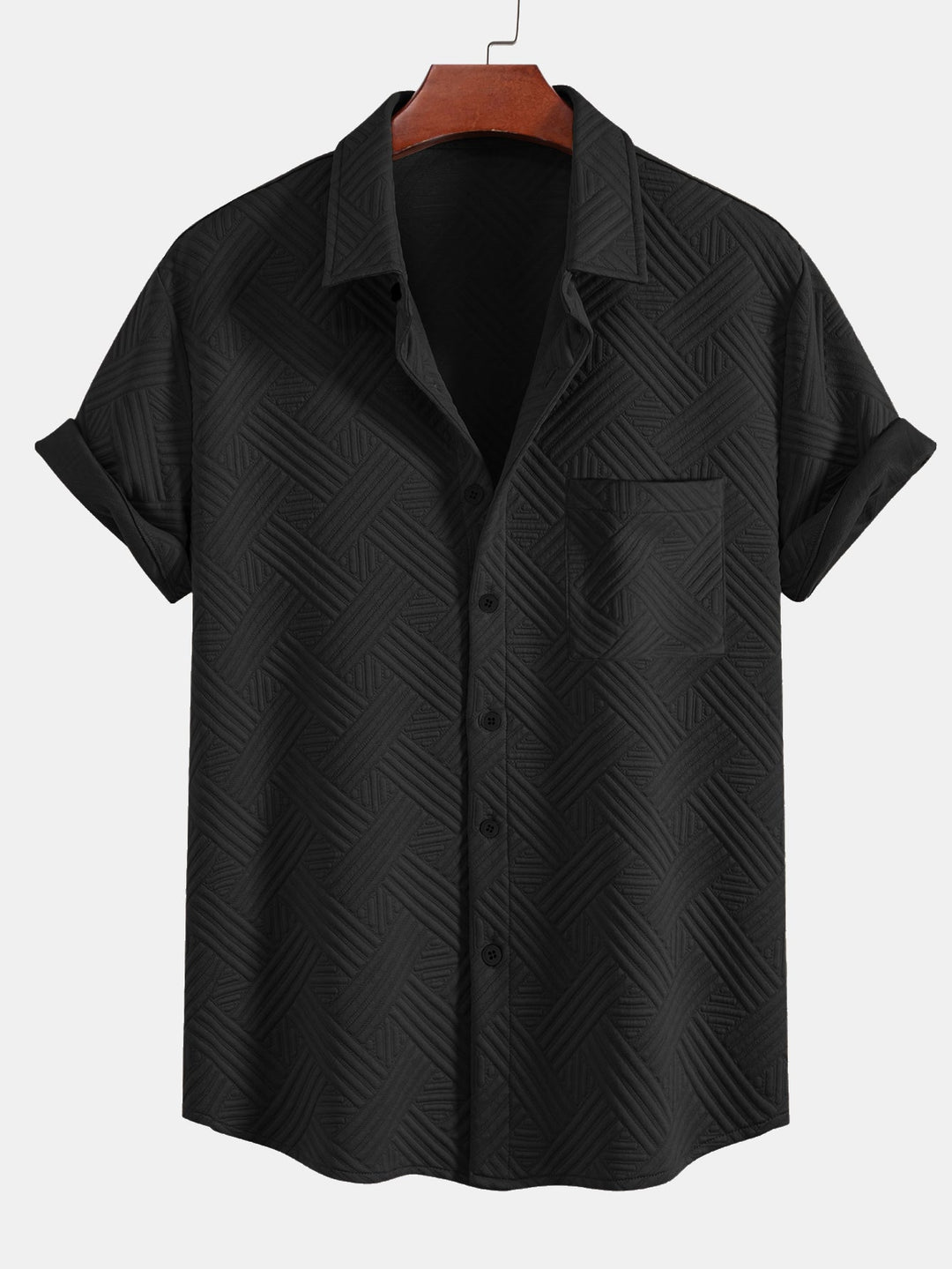 Striped Jacquard Button-Up Shirt & Drawstring Shorts