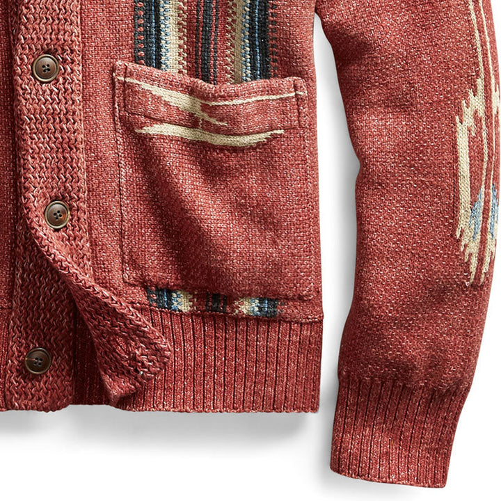 Nobuki™ | Men's Vintage Jacquard Lapel Cardigan