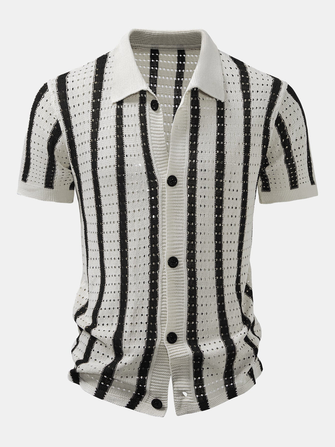 Striped Eyelet Knit Shirt