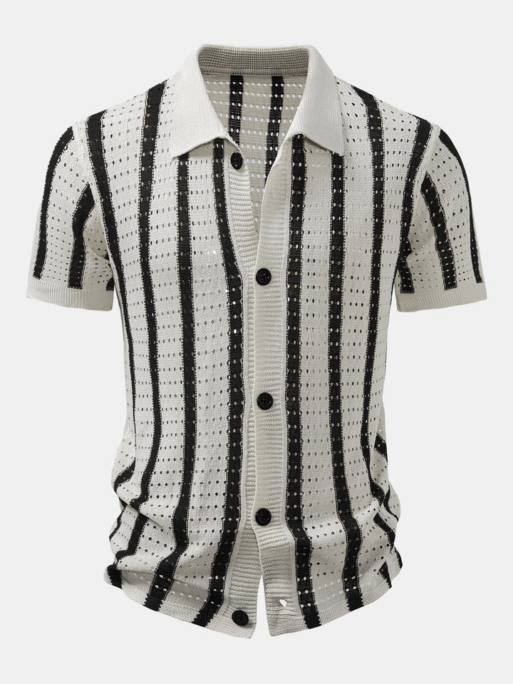 Striped Eyelet Knit Shirt