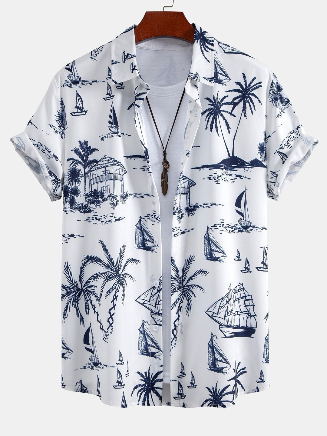 Island Sailing Print Button Up Shirts & Swim Shorts