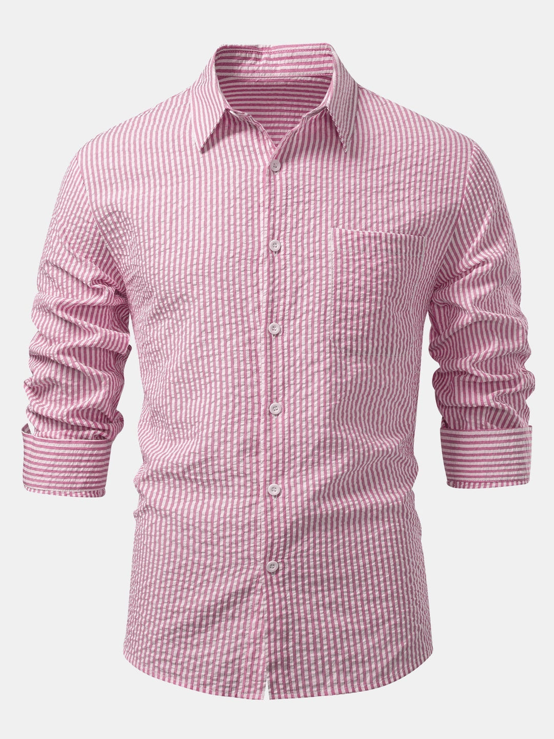 Button-Up Striped Seersucker Shirt