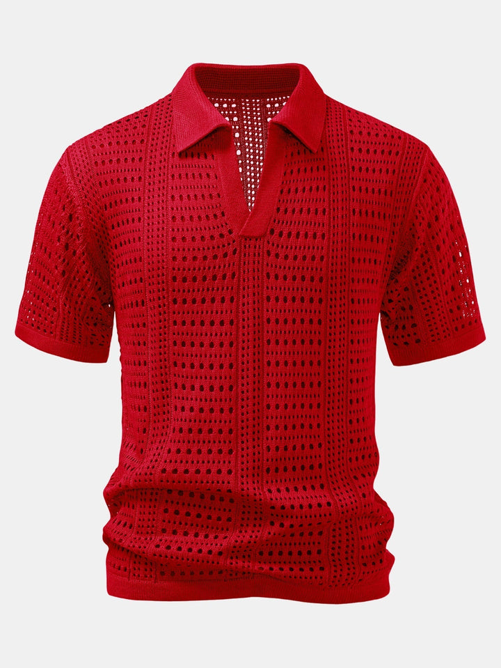 V-Neck Polo Shirt with Hook