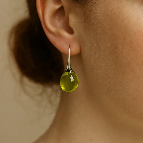 Vintage Olive Crystal Earrings - Chic Style
