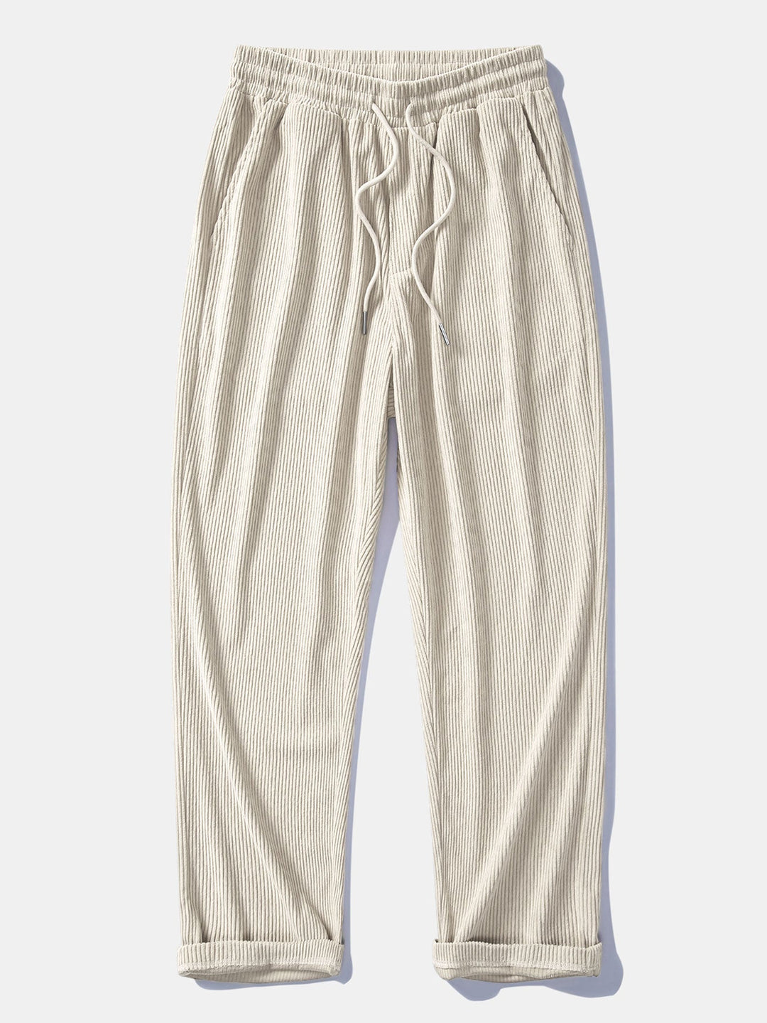 Corduroy patchwork shirt and straight corduroy pants