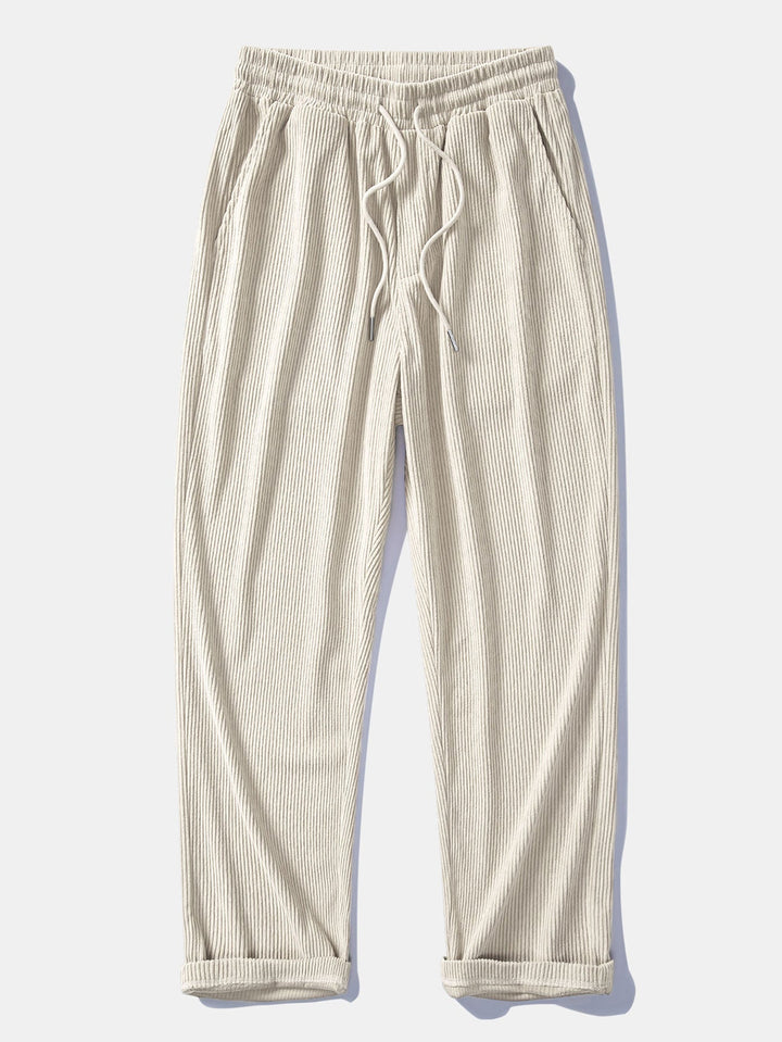 Corduroy patchwork shirt and straight corduroy pants