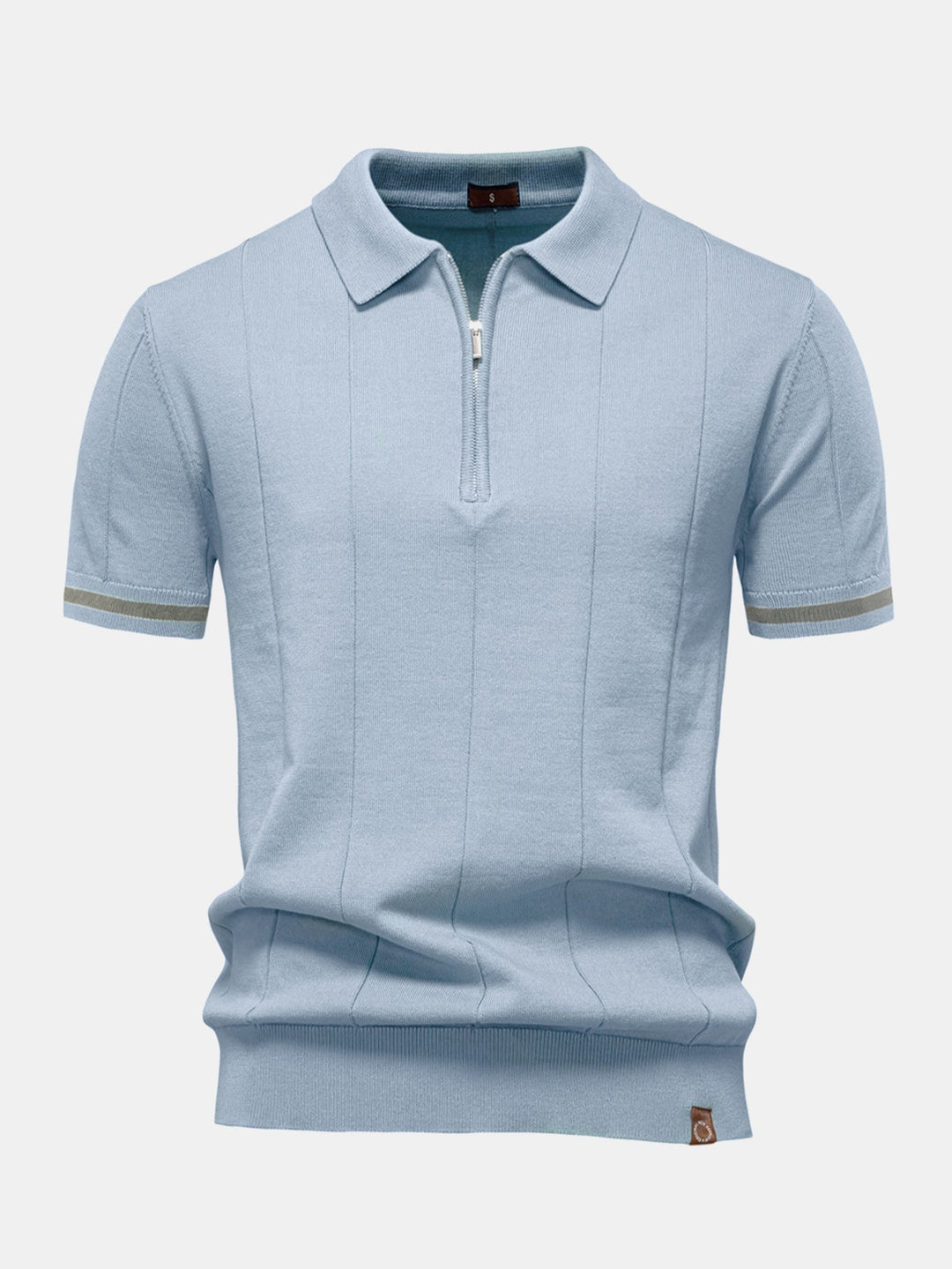 Knitted Polo with Zipper and Contrast Trim