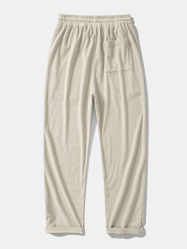Corduroy patchwork shirt and straight corduroy pants