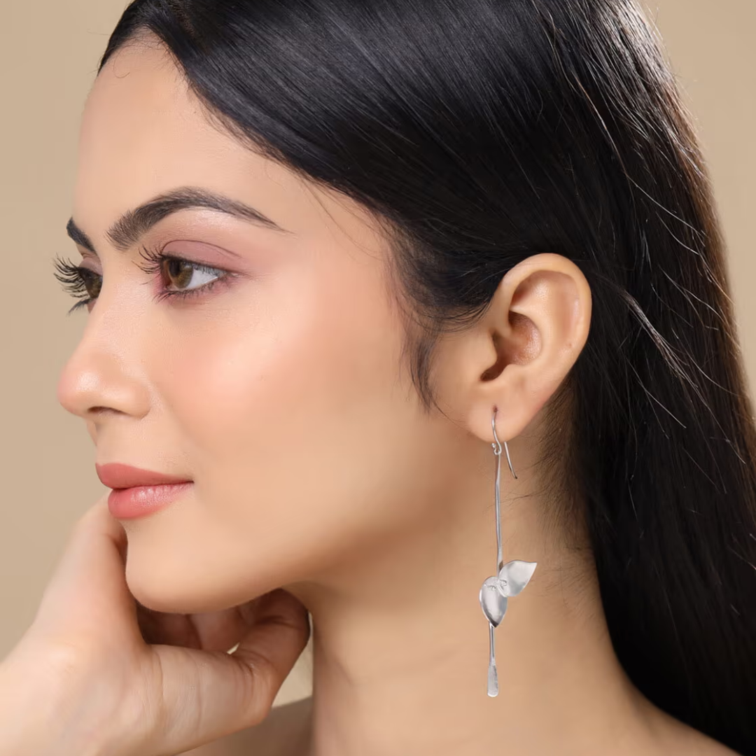 Silver Vintage Leaf Earrings