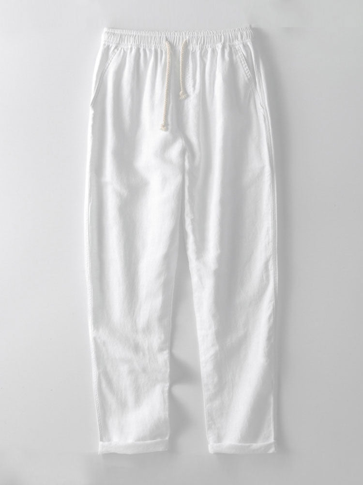Long Sleeve Linen and Cotton Shirt with Pocket & Straight Leg Linen Pants