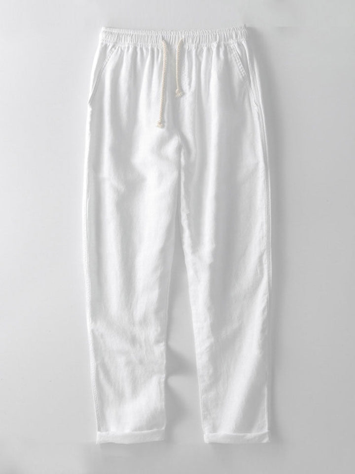 Long Sleeve Linen and Cotton Shirt with Pocket & Straight Leg Linen Pants
