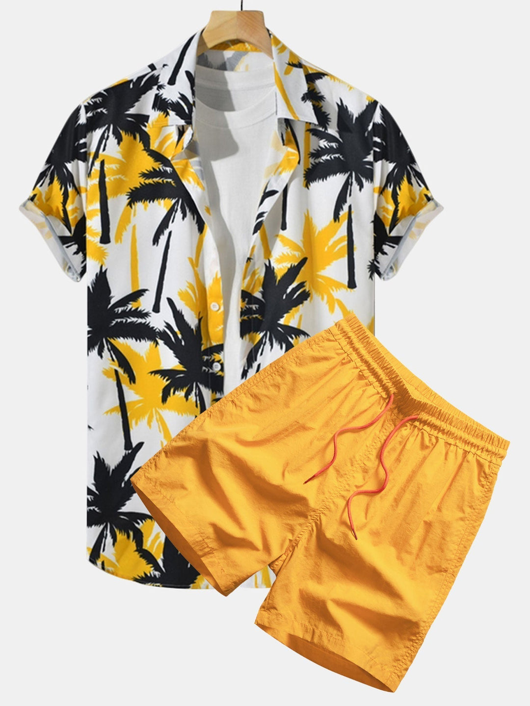 Palm Tree Printed Butt Up Shirts and Swim Shorts
