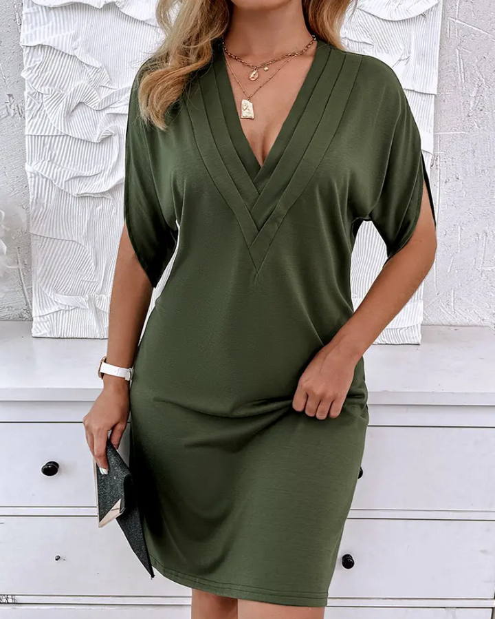 Jeanne™ | Elegant V-Neck Dress