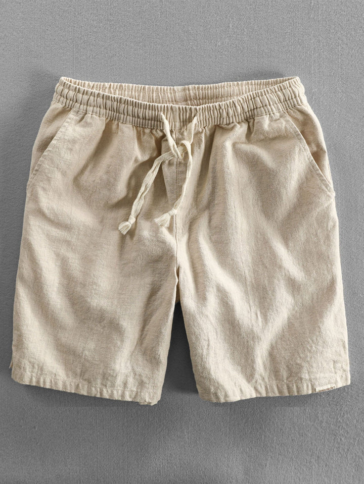 Cotton-Linen Blend Drawstring Shorts