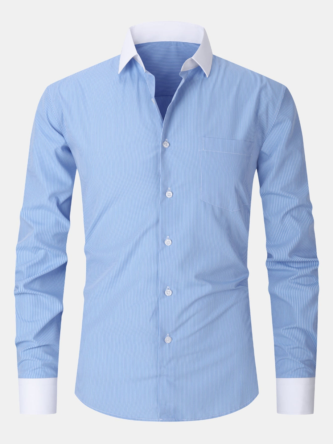 Striped Contrast Collar Dress Shirt