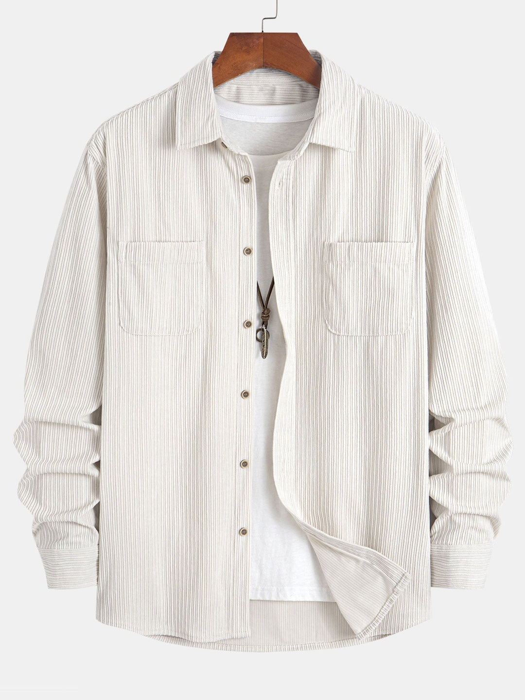 Long Sleeve Corduroy Shirt with Pocket and Buttons