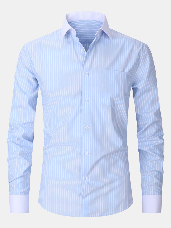Contrasting Collar Shirt with Stripes