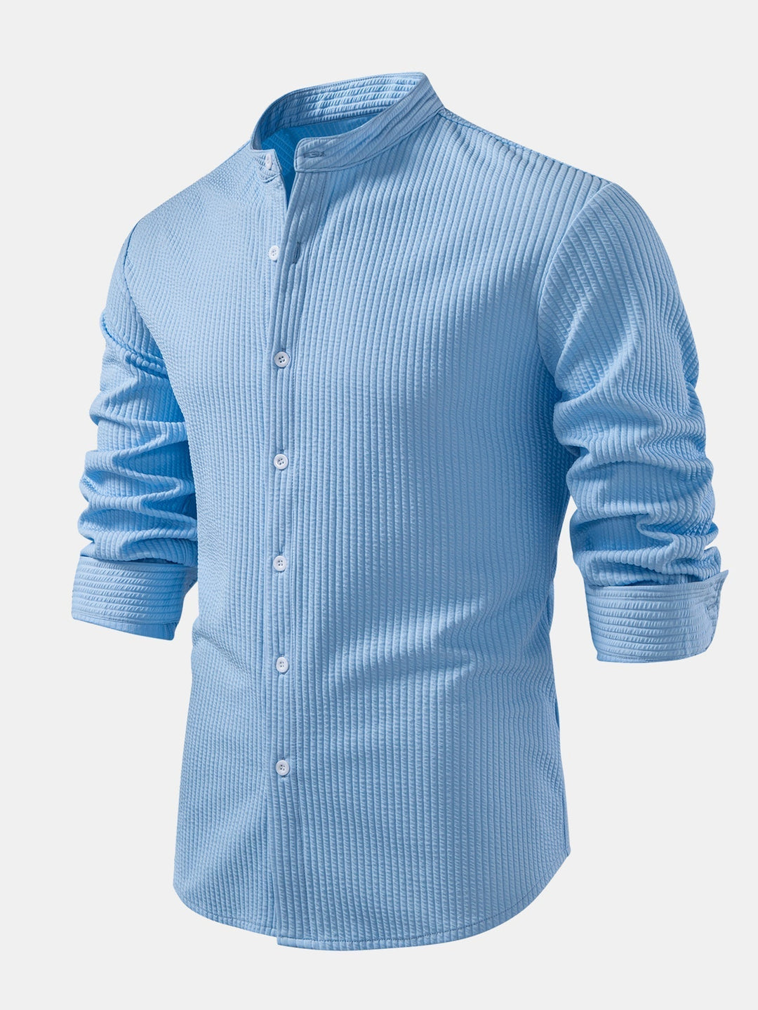 Ribbed High Neck Shirt, Muscle Fit, Long Sleeves