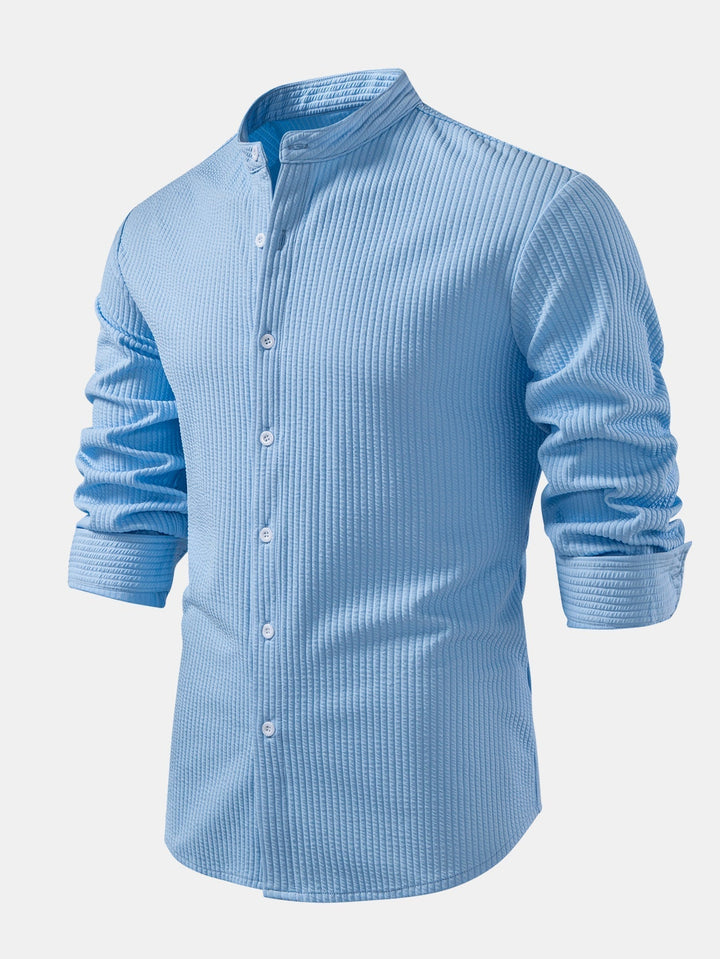 Ribbed High Neck Shirt, Muscle Fit, Long Sleeves
