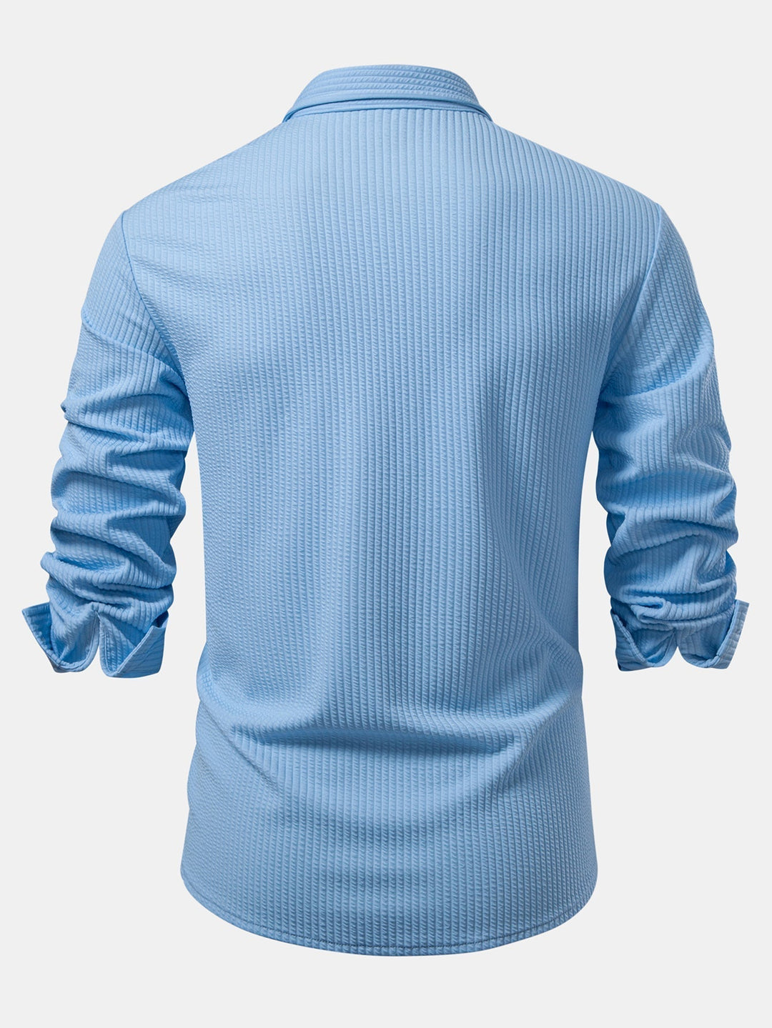 Ribbed Long Sleeve Muscle Fit Shirt, Buttoned & Ribbed Straight Leg Pants