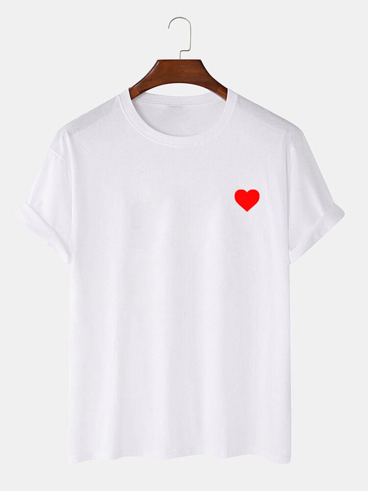 Red Heart Print T-shirt