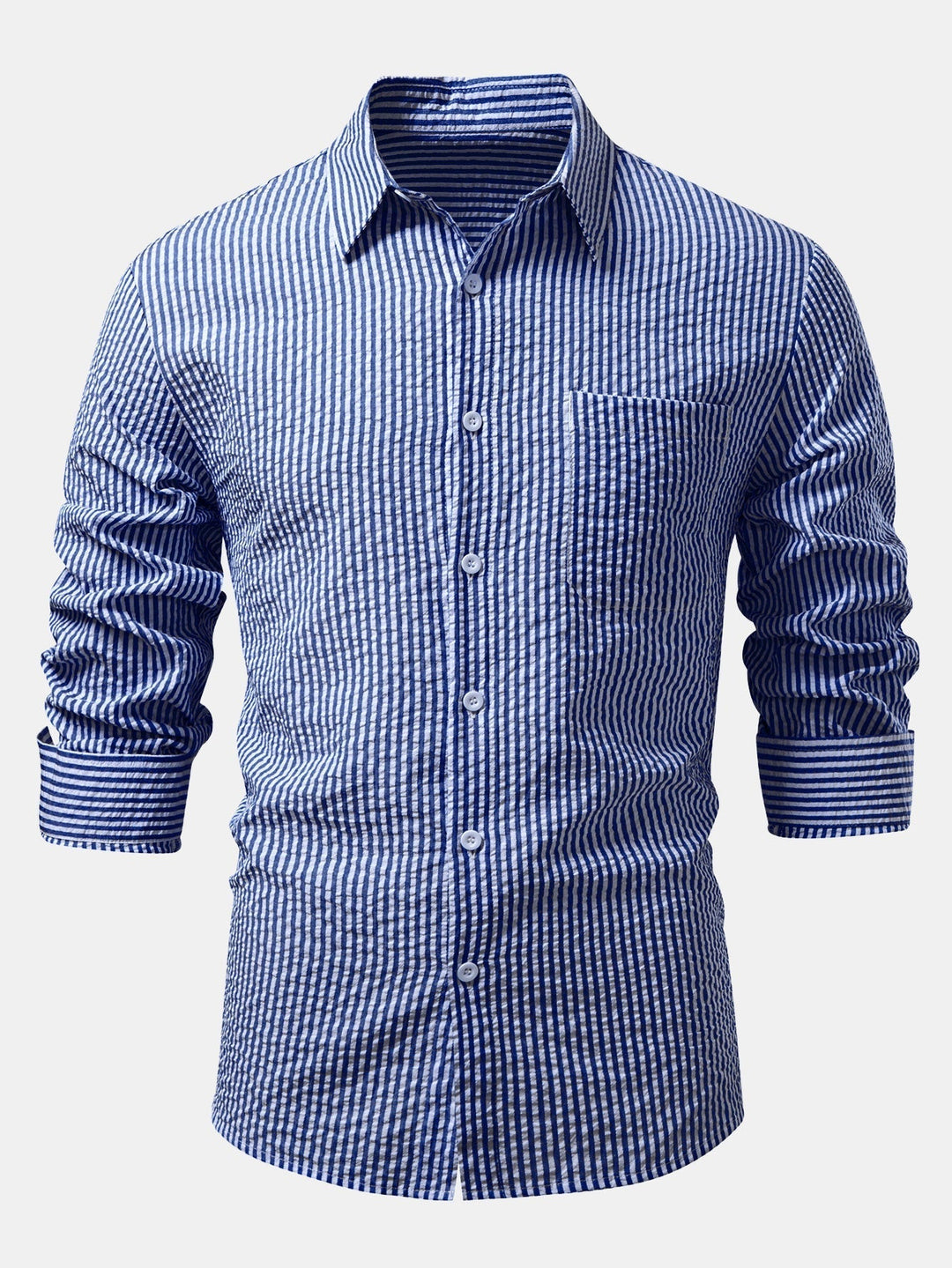Button-Up Striped Seersucker Shirt