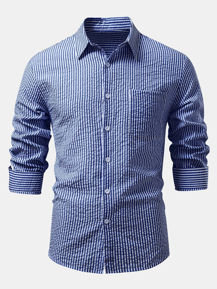 Button-Up Striped Seersucker Shirt