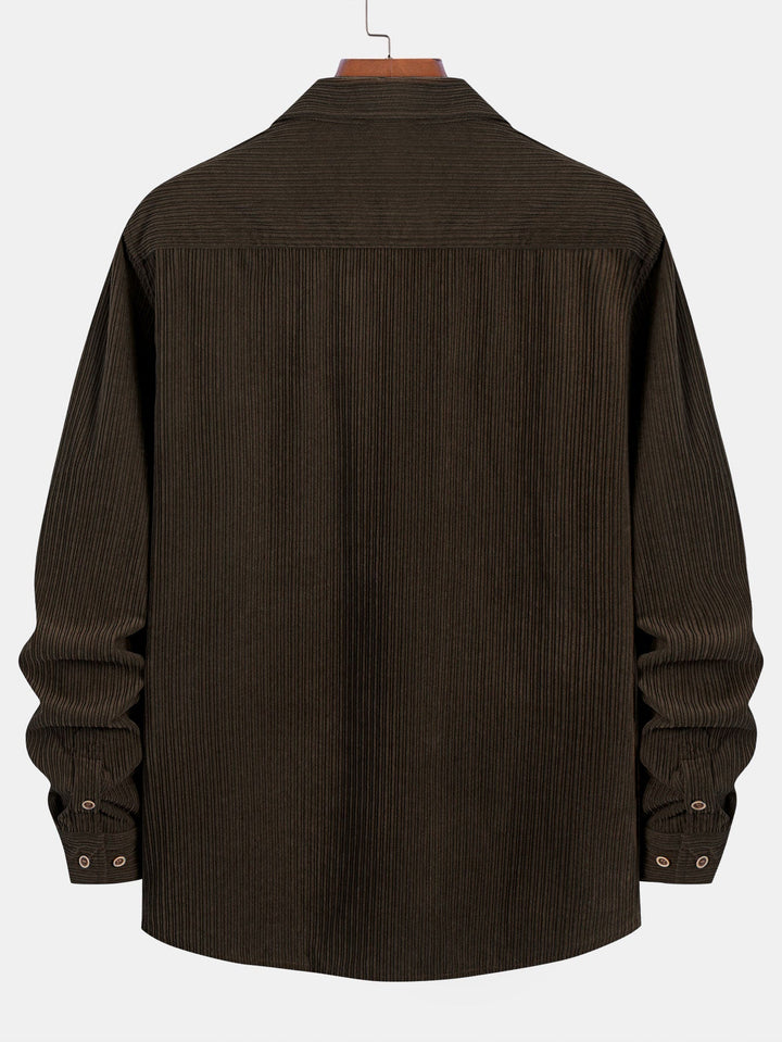 Long Sleeve Corduroy Shirt with Pocket and Buttons