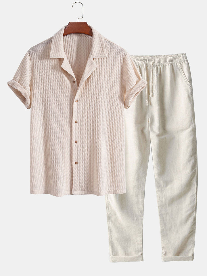 Short-Sleeve Cuban Shirt and Straight-Leg Linen Pants
