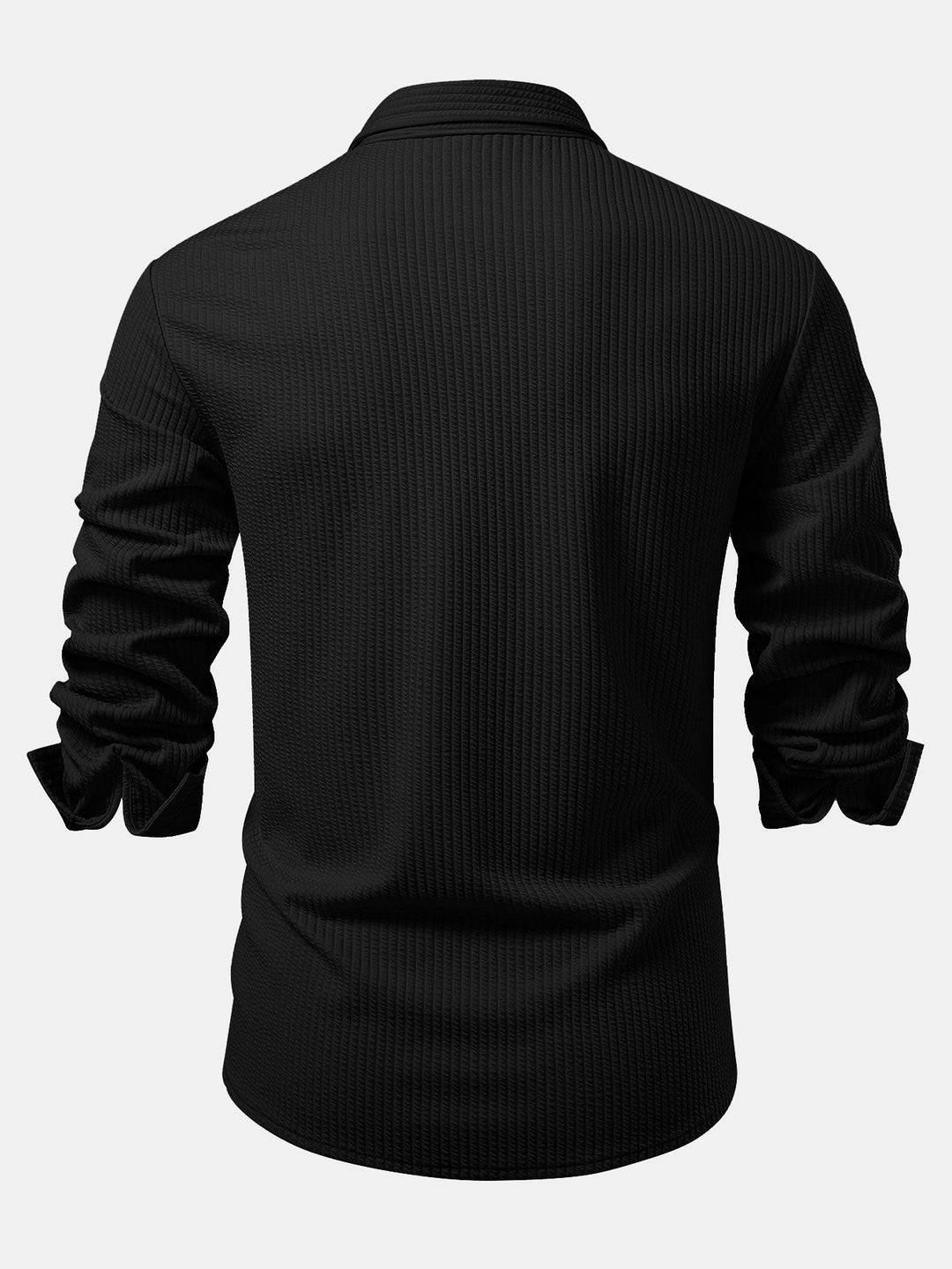 Ribbed Long Sleeve Muscle Fit Shirt, Buttoned & Ribbed Straight Leg Pants