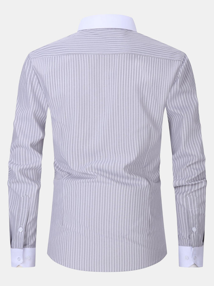 Contrasting Collar Shirt with Stripes