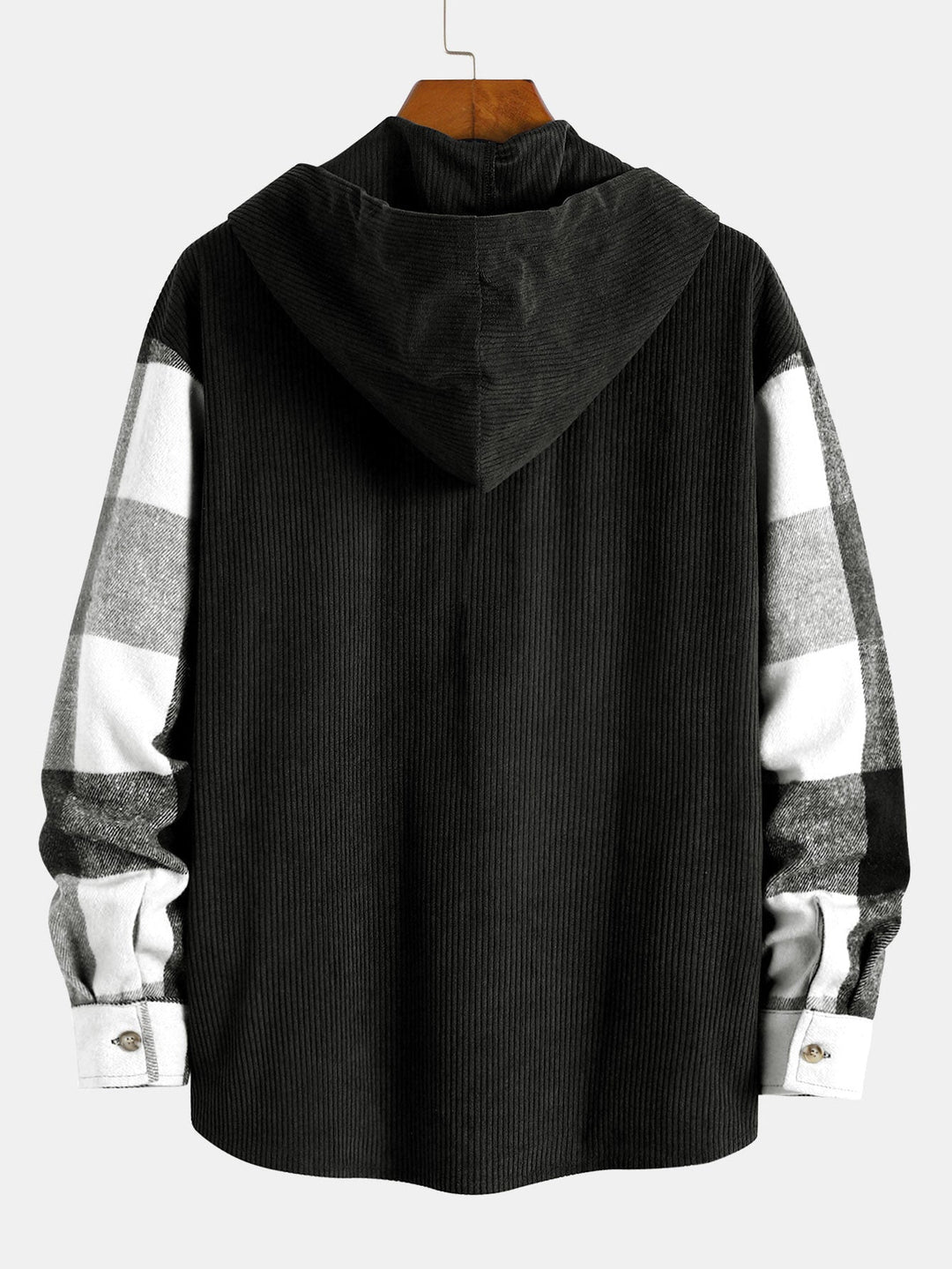 Flannel Patchwork Hoodie in Relaxed Fit & Straight Corduroy Pants