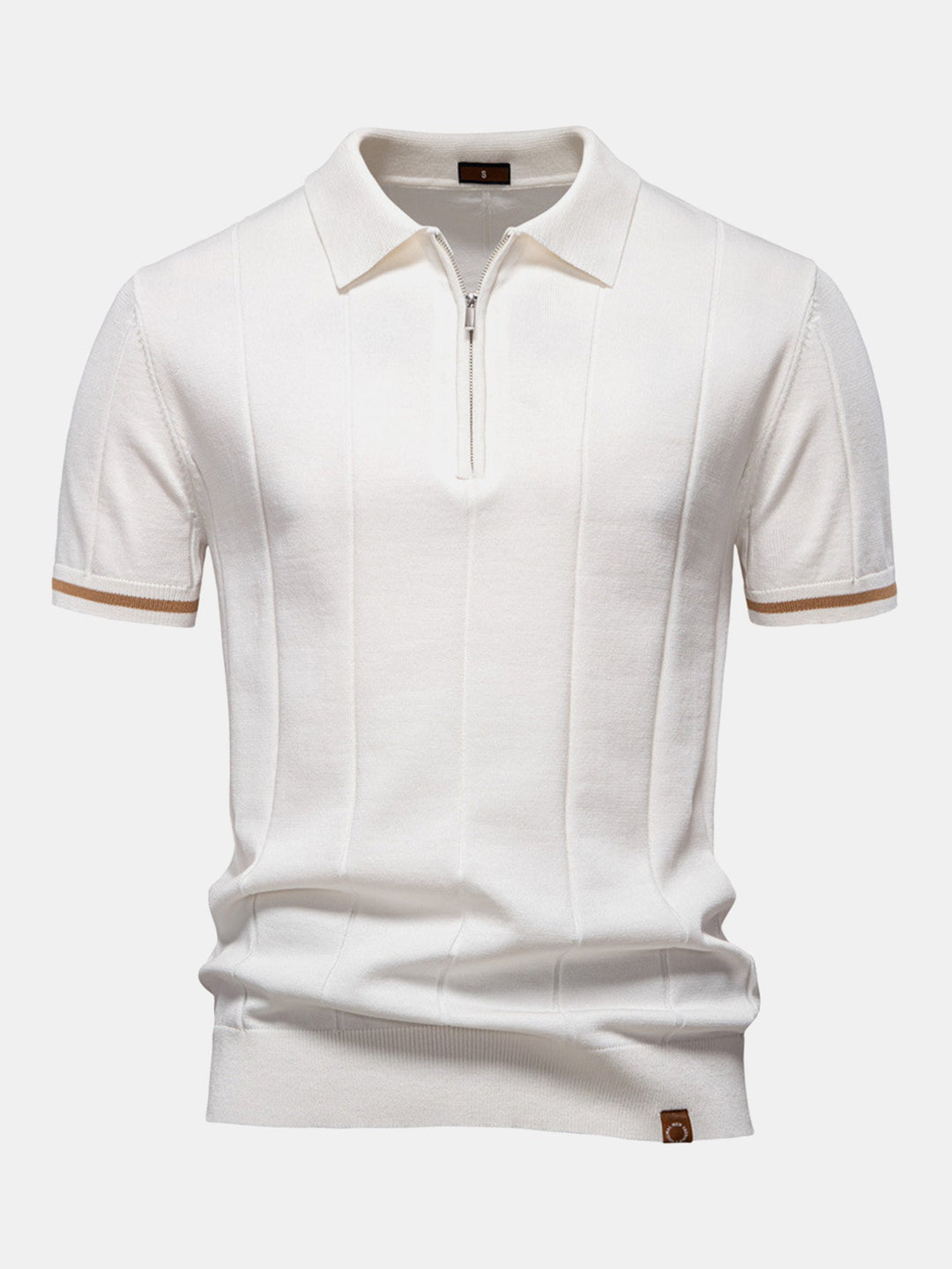 Knitted Polo with Zipper and Contrast Trim