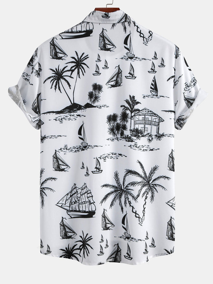 Island Sailing Print Button Up Shirts & Swim Shorts