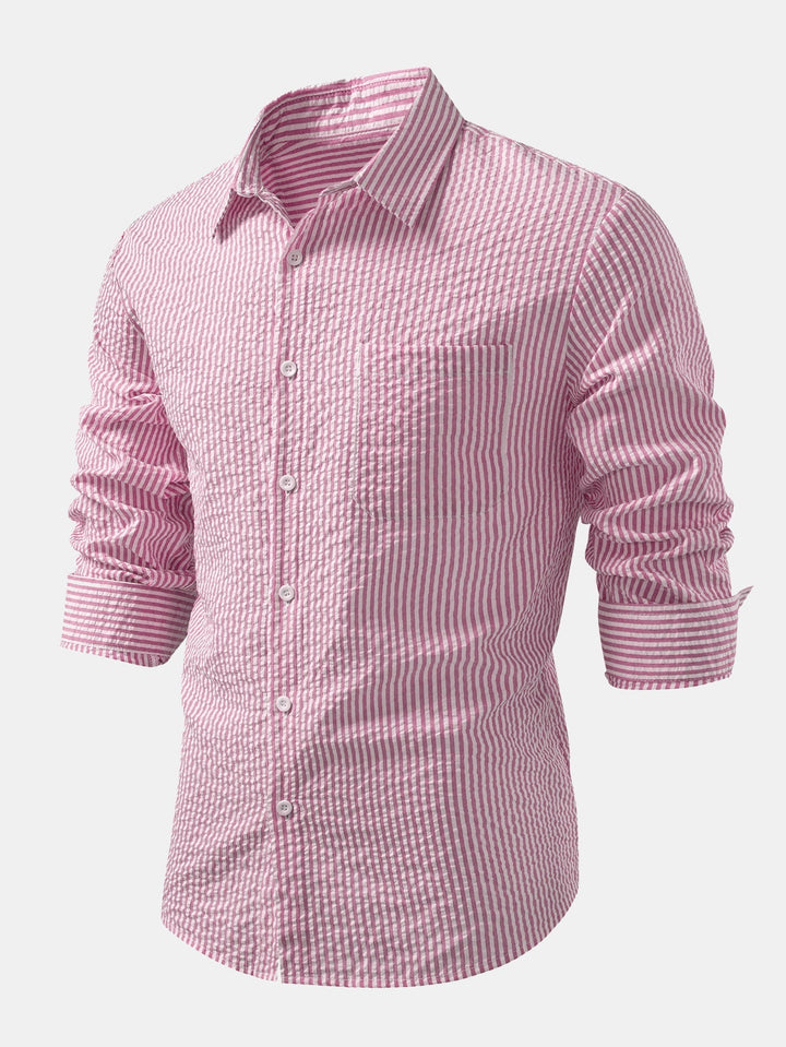 Button-Up Striped Seersucker Shirt