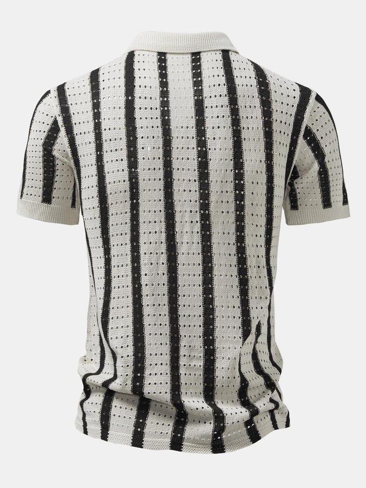 Striped Eyelet Knit Shirt