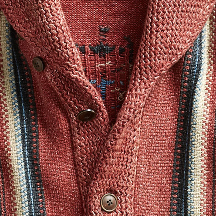 Nobuki™ | Men's Vintage Jacquard Lapel Cardigan