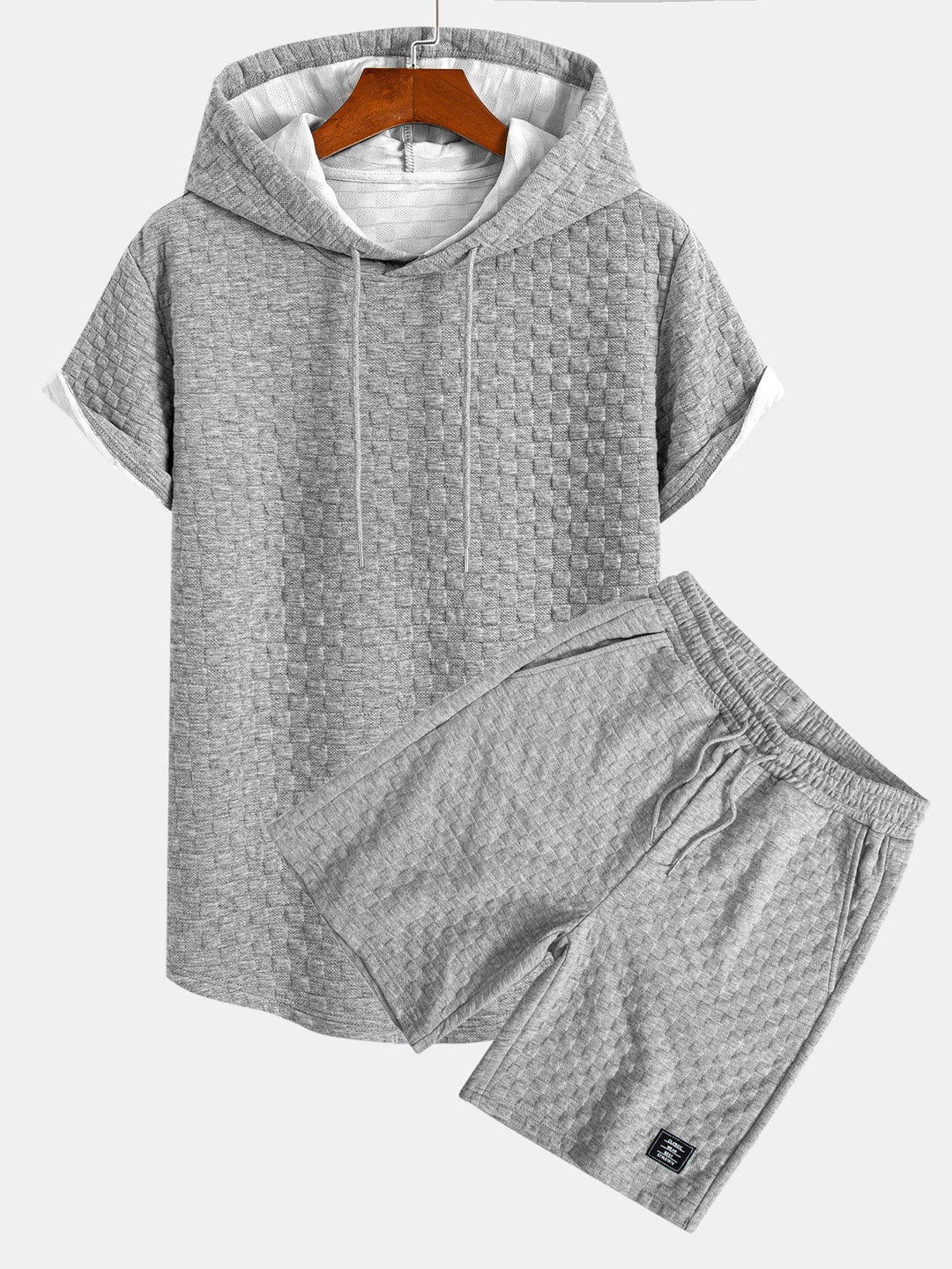 Hooded Sweatshirt with Checkerboard Hem <tc>T-Shirt</tc> &amp; Checkerboard <tc>Sh</tc>orts