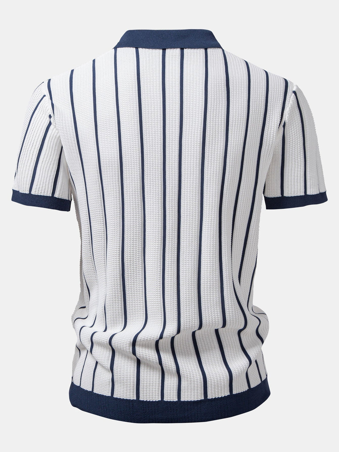 Striped Knit Button-Up Shirt