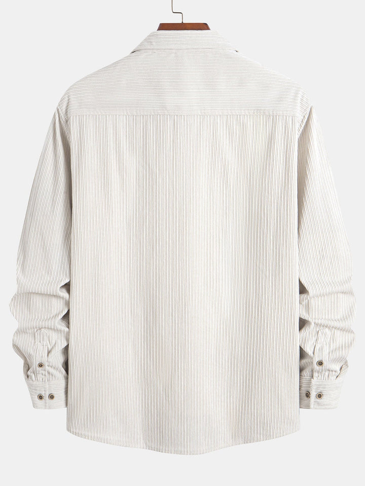 Long Sleeve Corduroy Shirt with Pocket and Buttons