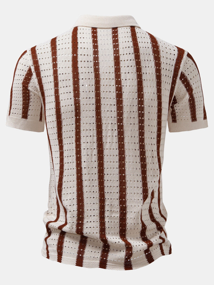 Striped Eyelet Knit Shirt