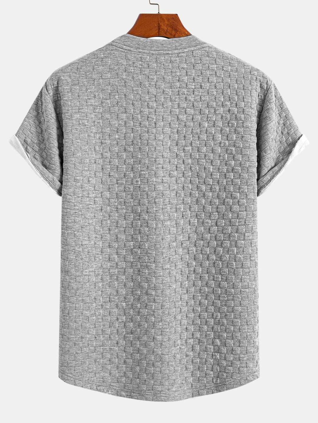 Checkered jacquard t-shirt with curved hem