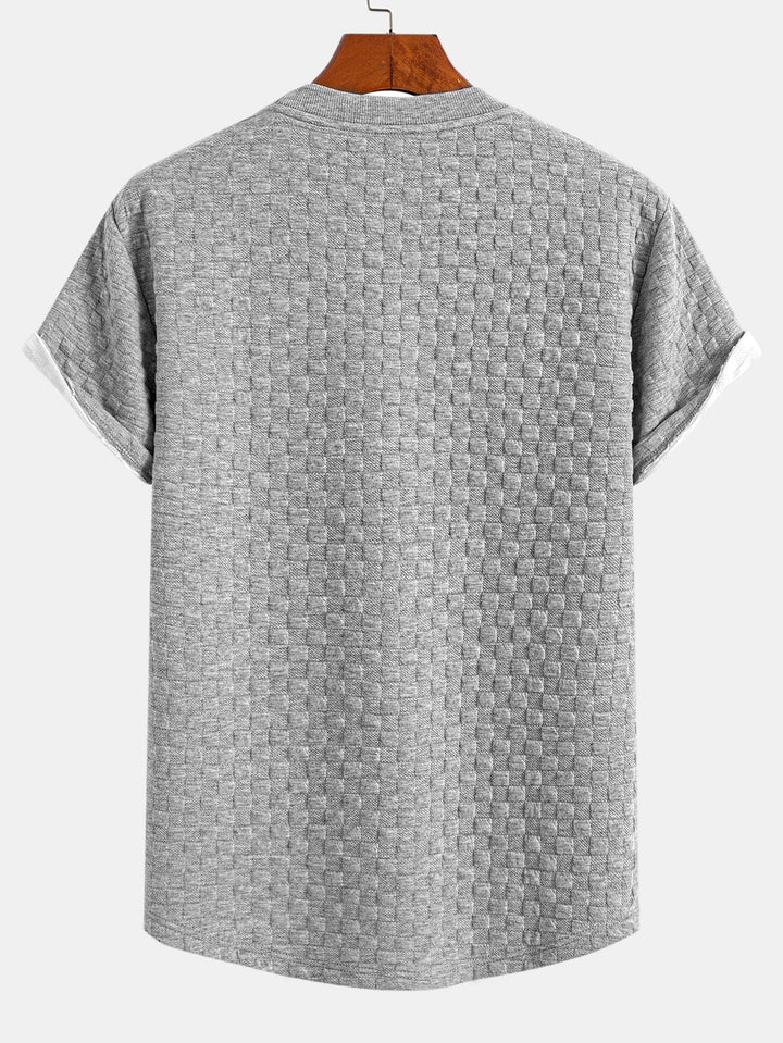 Checkered jacquard t-shirt with curved hem